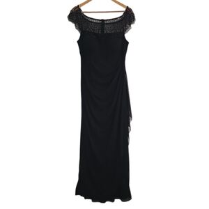 Xscape Black Illusion Gown - Formal, Gala, Wedding, Ruched